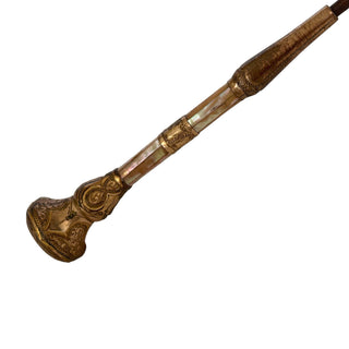 Victorian Mother of Pearl Parasol Handle Magnifying Glass  Monogrammed MOF, Circa 1880–1900