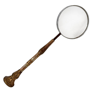 Victorian Mother of Pearl Parasol Handle Magnifying Glass  Monogrammed MOF, Circa 1880–1900
