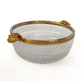 Antique French Cut Crystal Bowl with Gilt Metal Mounts, Late 19th Century