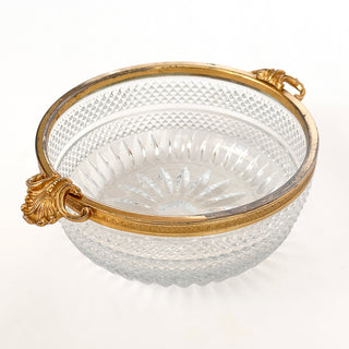 Antique French Cut Crystal Bowl with Gilt Metal Mounts, Late 19th Century