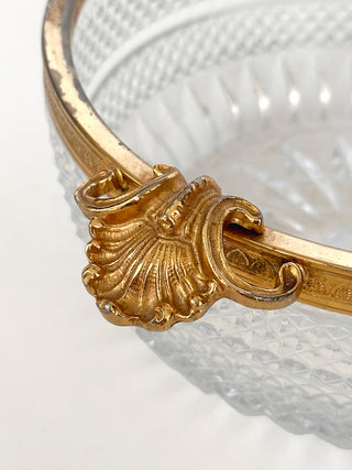 Antique French Cut Crystal Bowl with Gilt Metal Mounts, Late 19th Century