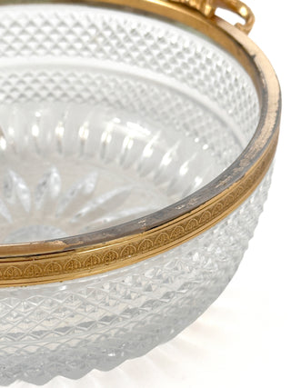 Antique French Cut Crystal Bowl with Gilt Metal Mounts, Late 19th Century