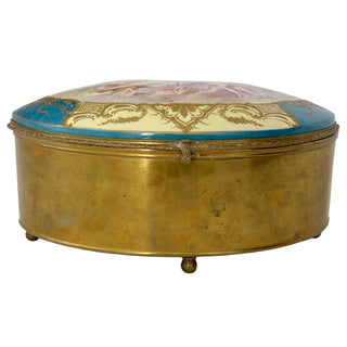 French Porcelain and Gilt Brass Jewelry Casket with Figural Scene, Signed Rochette Circa 1890–1910
