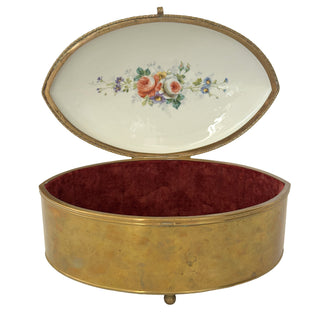 French Porcelain and Gilt Brass Jewelry Casket with Figural Scene, Signed Rochette Circa 1890–1910
