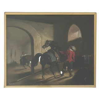 Pair of 19th Century Equine Stable Interior Paintings