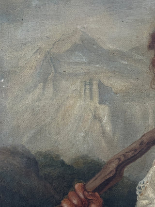 Continental Romantic Shepherdess with Dog, Oil on Canvas Possibly French or Italian | Circa 1840–1870