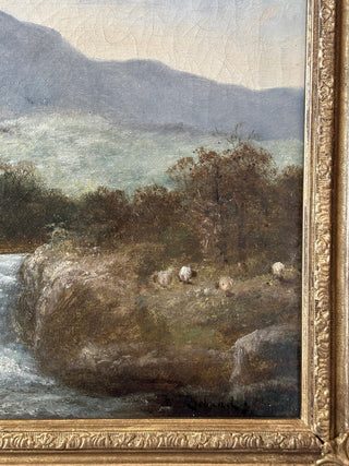 Antique Scottish Highlands Landscape with Sheep Attributed to Francis Jamieson (working as W. Richards) British