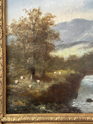 Antique Scottish Highlands Landscape with Sheep Attributed to Francis Jamieson (working as W. Richards) British