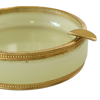 Antique French Uranium Vaseline Opaline Smoking Set with Gilt Mounts, Late 19th–Early 20th Century