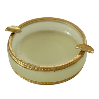 Antique French Uranium Vaseline Opaline Smoking Set with Gilt Mounts, Late 19th–Early 20th Century