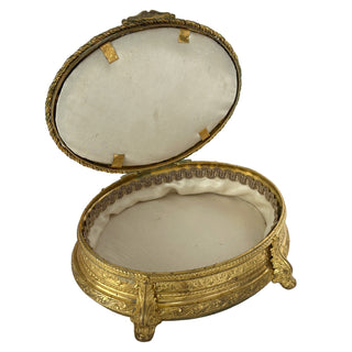 French Gilt Bronze Jewelry Casket with Portrait Miniature on Ivory Circa 1890–1910 France