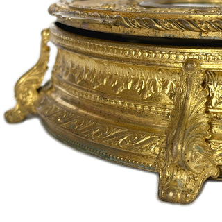 French Gilt Bronze Jewelry Casket with Portrait Miniature on Ivory Circa 1890–1910 France