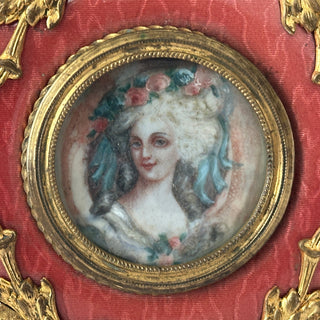 French Gilt Bronze Jewelry Casket with Portrait Miniature on Ivory Circa 1890–1910 France