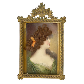 Victorian Hairwork Portrait with Applied Human Hair in Gilt Frame Circa 1890–1910