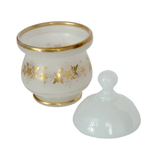 French White Opaline Glass Covered Jar with Gilt Decoration Circa 1870–1890 France