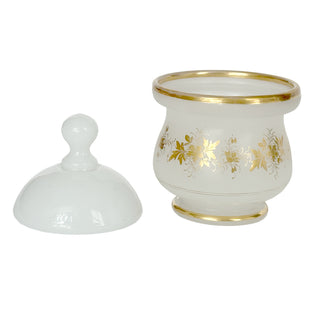 French White Opaline Glass Covered Jar with Gilt Decoration Circa 1870–1890 France
