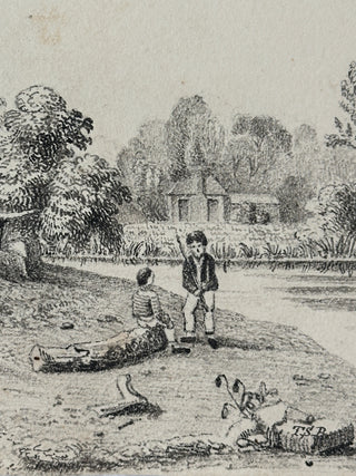 French or Italian School Pastoral Landscape Drawing Signed and dated 1828