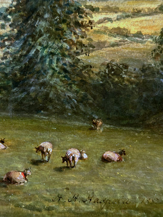 English Pastoral Landscape with Sheep, Milnthorpe near Morecambe
Signed and dated 1882