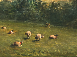 English Pastoral Landscape with Sheep, Milnthorpe near Morecambe
Signed and dated 1882