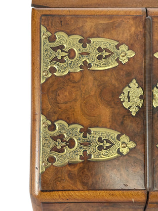 English Burr Walnut Table Cabinet / Correspondence Casket with Perpetual Calendar Circa 1840–1860