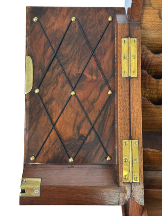 English Burr Walnut Table Cabinet / Correspondence Casket with Perpetual Calendar Circa 1840–1860