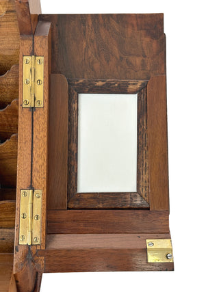 English Burr Walnut Table Cabinet / Correspondence Casket with Perpetual Calendar Circa 1840–1860