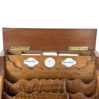 English Burr Walnut Table Cabinet / Correspondence Casket with Perpetual Calendar Circa 1840–1860