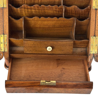 English Burr Walnut Table Cabinet / Correspondence Casket with Perpetual Calendar Circa 1840–1860