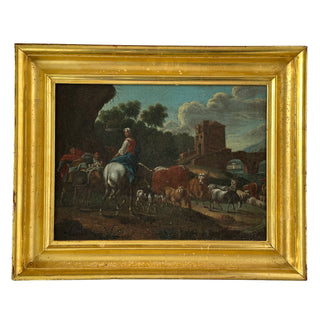 Continental Pastoral Landscape with Figures and Livestock Circa 1780–1800