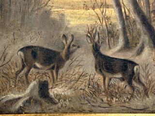 Continental Woodland Scene with Deer and Figure, Oil on Panel or Canvas, Possibly French or German School | Circa 1850–1880
