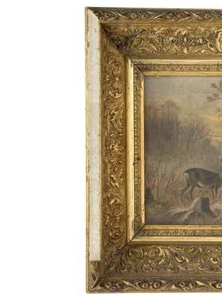 Continental Woodland Scene with Deer and Figure, Oil on Panel or Canvas, Possibly French or German School | Circa 1850–1880