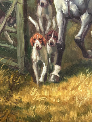 English Fox Hunt Scene Oil Painting, 20th Century