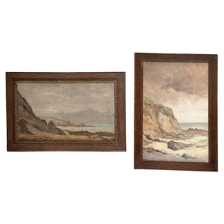 Pair of French Coastal Landscape Oil Paintings, Signed, Dated 1892 and 1909