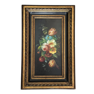 Vintage Floral Still Life on Panel, Continental Style, Mid 20th Century