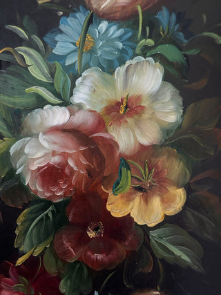 Vintage Floral Still Life on Panel, Continental Style, Mid 20th Century