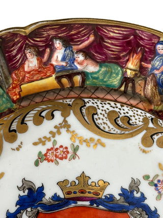 Italian Capodimonte Porcelain Charger with Figural Border & Heraldic Eagle, Circa 1950–1970