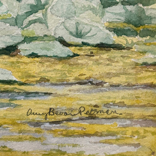 Early 20th Century Watercolor Landscape with Water Lilies, Signed, Circa 1910–1930