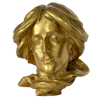 Late 19th Century French Art Nouveau Gilt Bronze Bust Fragment, Circa 1890 to 1910
