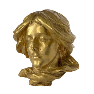 Late 19th Century French Art Nouveau Gilt Bronze Bust Fragment, Circa 1890 to 1910