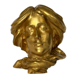 Late 19th Century French Art Nouveau Gilt Bronze Bust Fragment, Circa 1890 to 1910