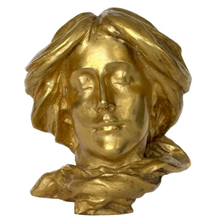 Late 19th Century French Art Nouveau Gilt Bronze Bust Fragment, Circa 1890 to 1910