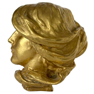 Late 19th Century French Art Nouveau Gilt Bronze Bust Fragment, Circa 1890 to 1910