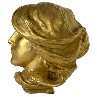 Late 19th Century French Art Nouveau Gilt Bronze Bust Fragment, Circa 1890 to 1910