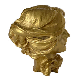 Late 19th Century French Art Nouveau Gilt Bronze Bust Fragment, Circa 1890 to 1910