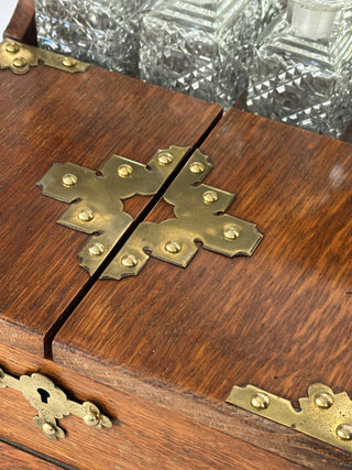 Victorian Traveling Tantalus and Vanity Box, England, circa 1870 to 1890